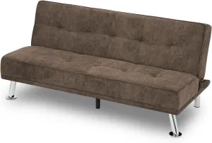 Athena Collection Futon Sofa Bed, Small Folding Futon Couch Bed 4 Position Reclining Adjustable, Convertible Mini Couch Sofa Linen Fabric for Living Room, Bedroom, Apartment, Small Space, Brown