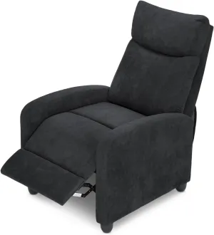 Athena Collection Recliner Chair, Reclining Lounge Chair with Adjustable Backrest and Footrest for Adults, Linen Upholstered Small Recliner Single Sofa for Small Space, Living Room, Bedroom, Black