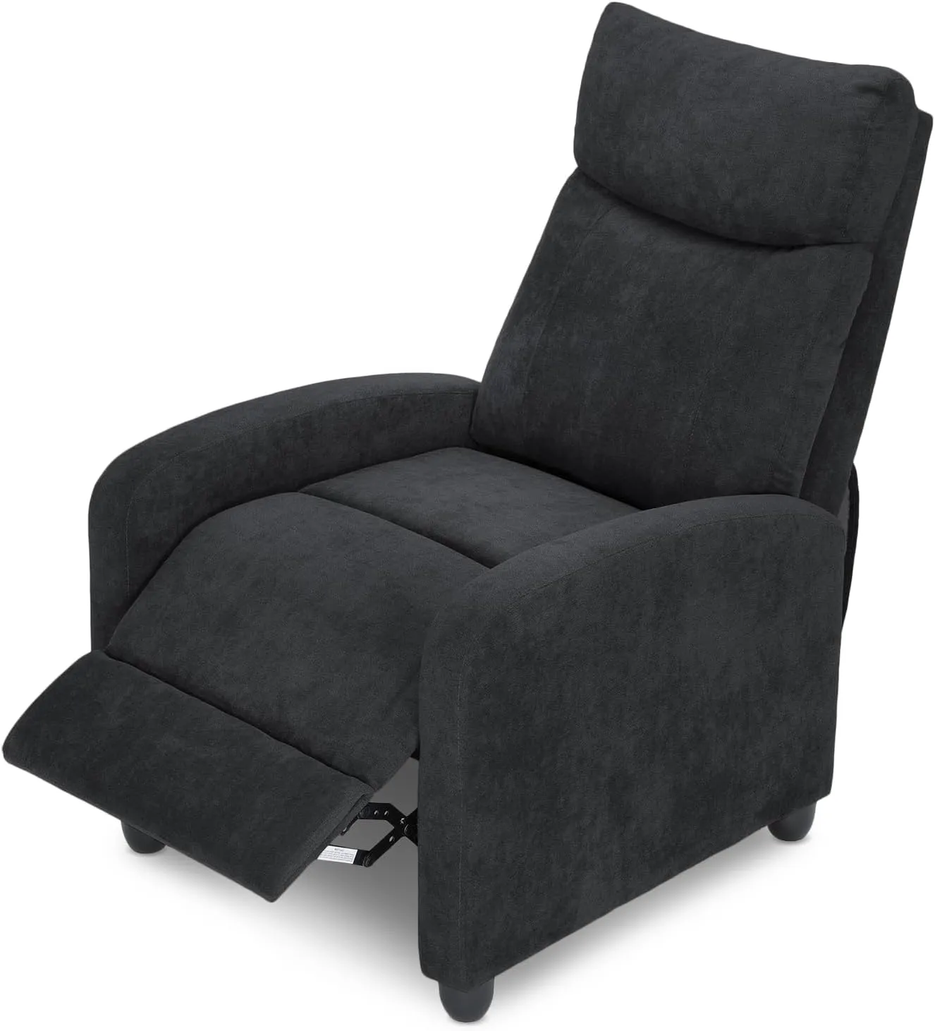 Athena Collection Recliner Chair, Reclining Lounge Chair with Adjustable Backrest and Footrest for Adults, Linen Upholstered Small Recliner Single Sofa for Small Space, Living Room, Bedroom, Black