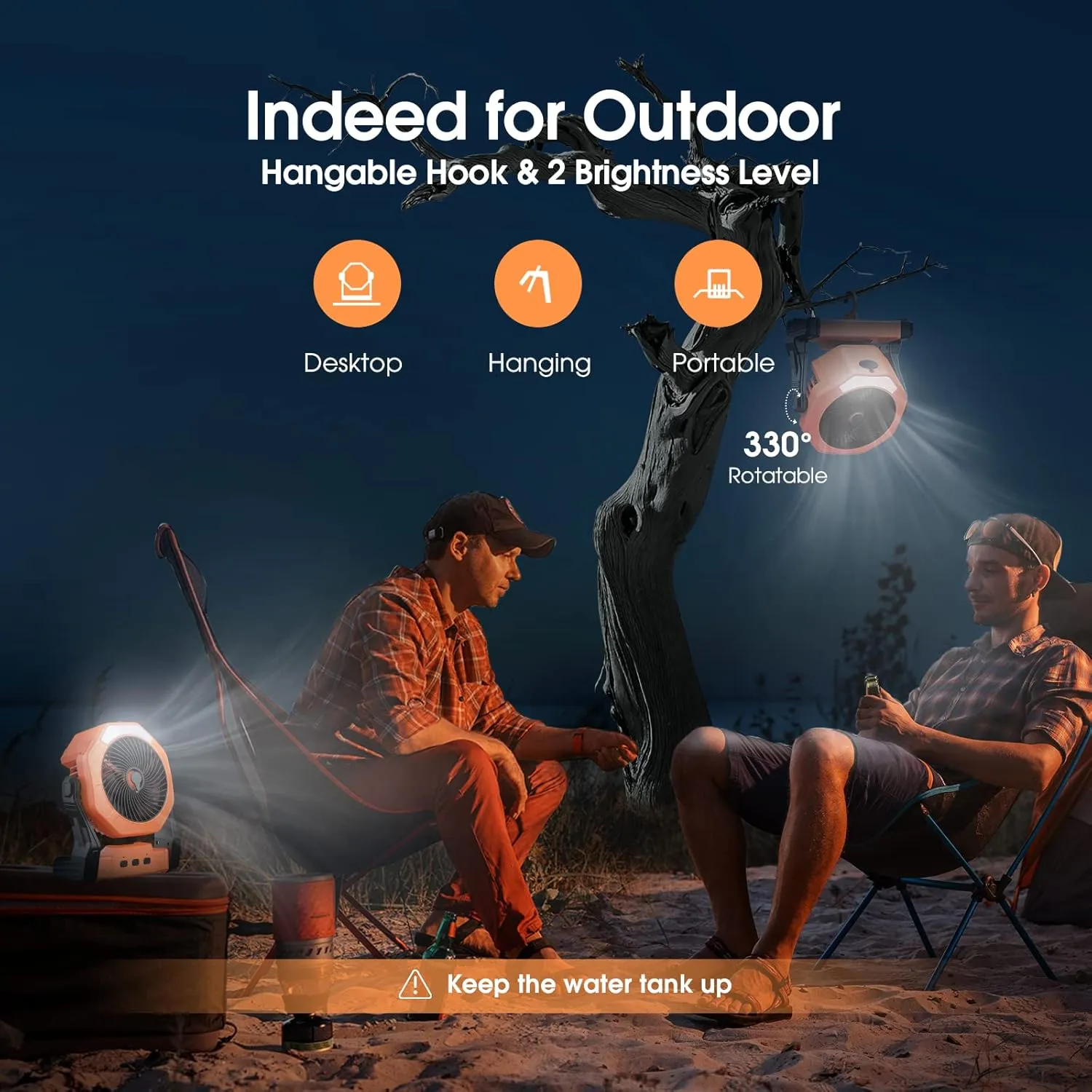 Ausic Portable Misting Fan, Outdoor Fans for Patios with Water Mist, 30000mAh Rechargeable Battery Personal Cooling Fan with Mister, 8-Inch, 250mL Water Tank & LED Lantern, for Home, Outside, Camping