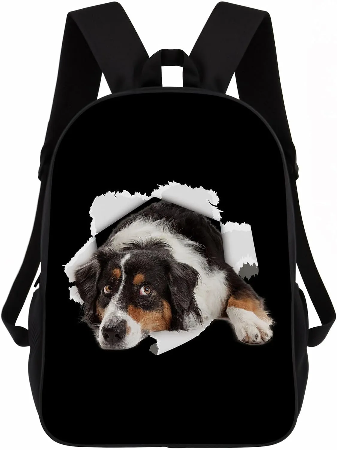 Australian Shepherd Backpack Daypack Lovely Dog Print Bookbag Laptop Bag For Work Travel Hiking 17 Inch Black Lightweight Style 1