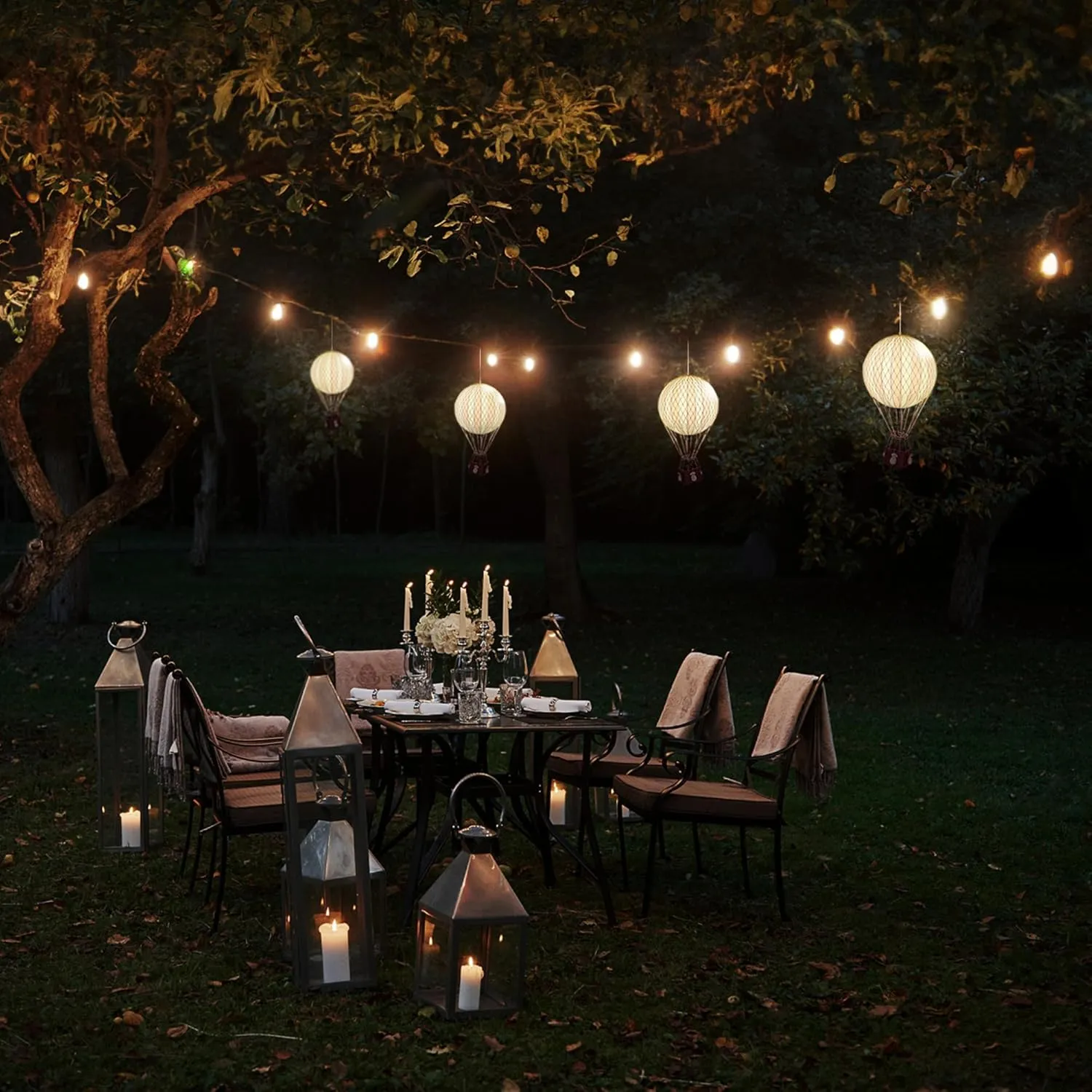 Authentic Models LED Hot Air Balloon Lanterns: Magical Night Sky Decor | Hot Air Balloon Decor | LED Lantern Decor for Enchanting Evenings | Remote Control Included - Royal Aero LED, Blue Stars