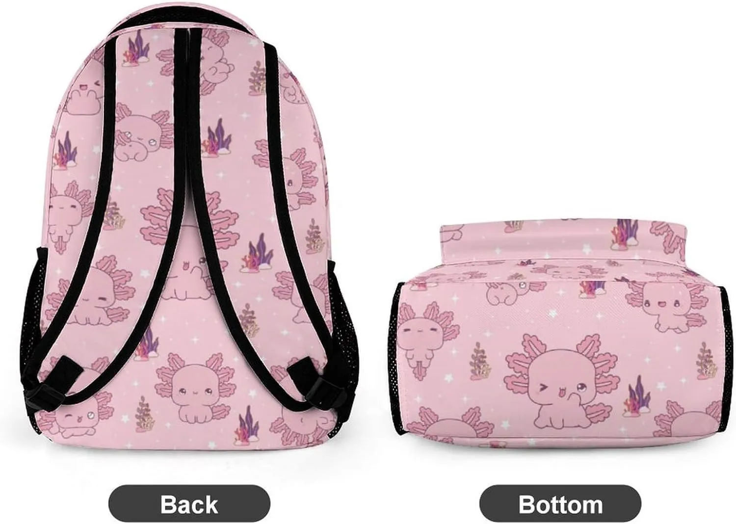 Axolotl School Backpack for Kids Girls Boys, 16 Inch Cute Axolotls Themed Bookbag, Personality School Backpack for Students Children, Lightweight, Large Capacity