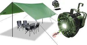 ayamaya Camping Fan   Tarp, Rechargeable Tent Fan with LED Light Remote Control, 10x15 FT Large Waterproof Tarp for Outdoor Camping