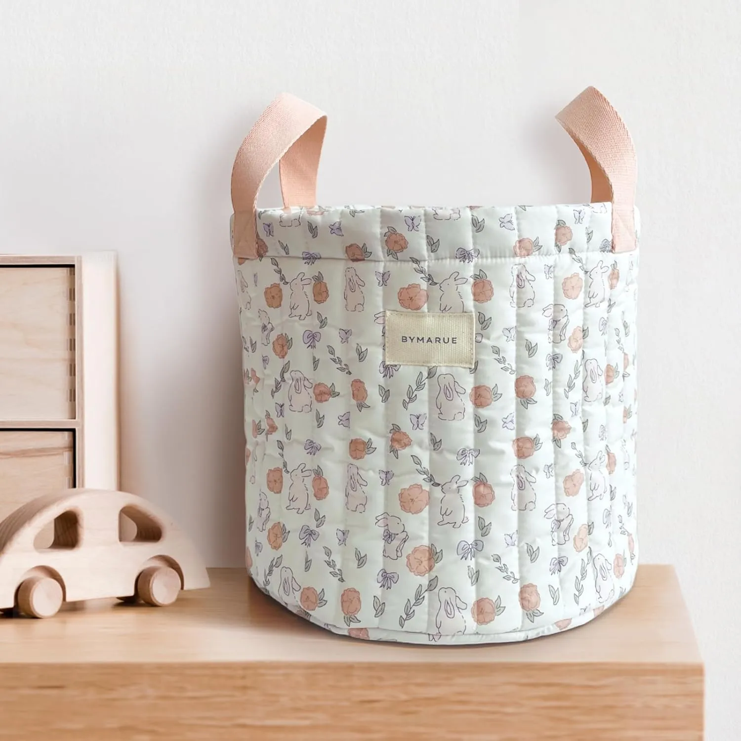 Baby & Kids Nursery Decor Storage Bin Basket | Soft Quilted, Collapsible, Machine Washable | Laundry Bag, Toy Storage, Diaper Caddy, Organizer, Baby Gift | Bunny