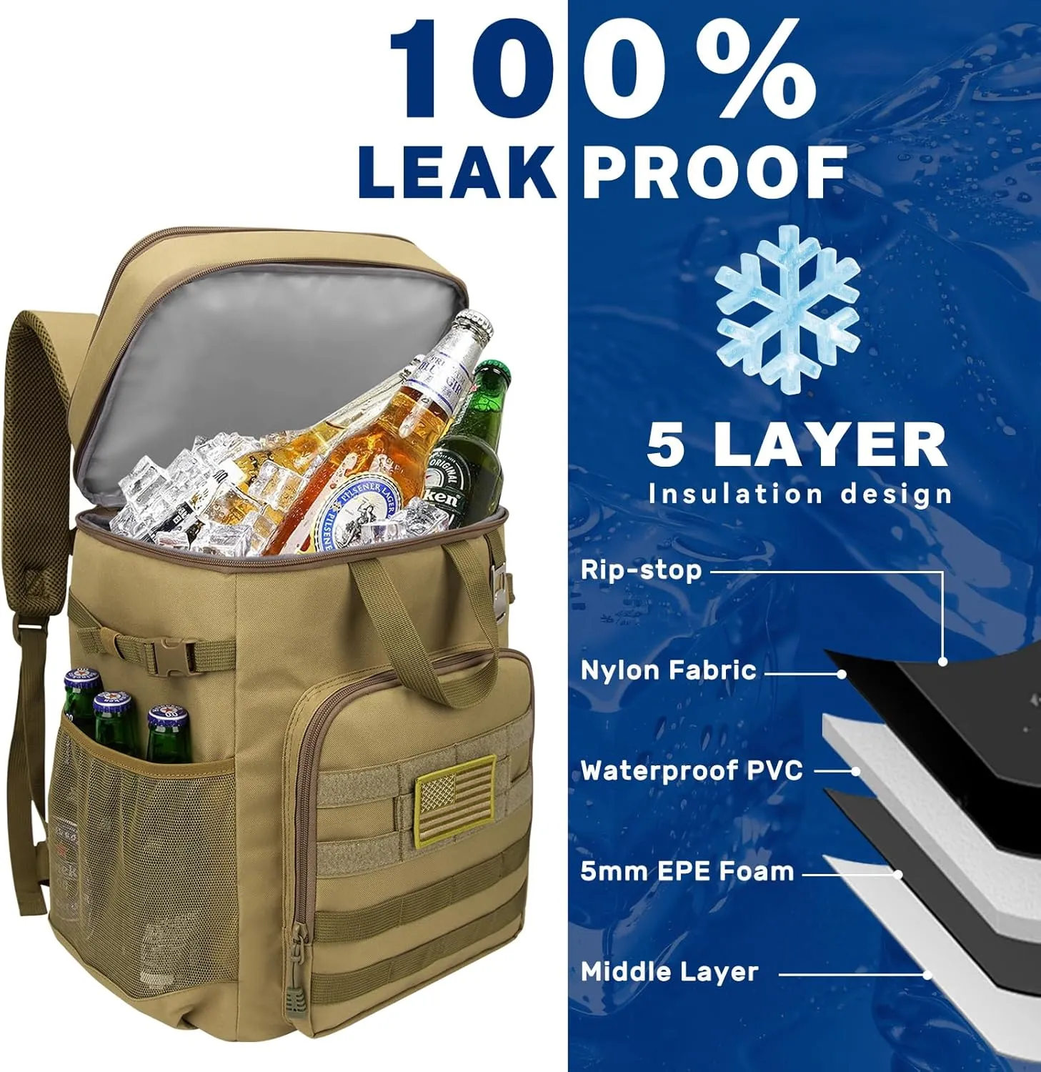 Backpack Cooler,45/55 Cans Backpack Coolers Insulated Leak Proof for Men Women,43L Soft Lightweight Travel Cooler Lunch Box Backpack for Hiking,Camping,Beach