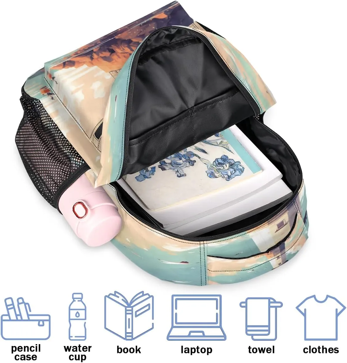 Backpack for Women Men, Lighthouse Seagull Casual Backpacks, Waterproof Lightweight Nautical Lighthouse Daypack Bags for Travel Camping Work