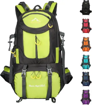 Backpack Hiking Camping Backpack Daypack 40L 50L 60L Water Resistant Lightweight Travel Backpack For Wemen Men (Fluorescent Green, 40L)