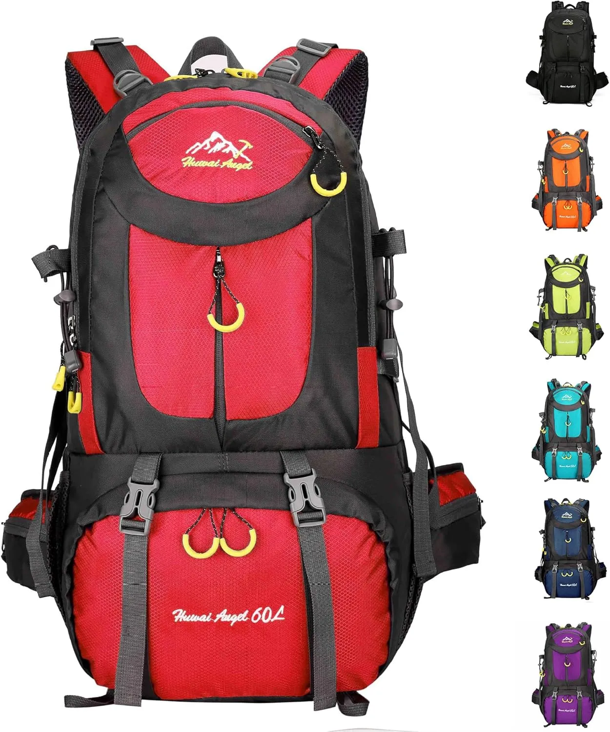 Backpack Hiking Camping Backpack Daypack 40L 50L 60L Water Resistant Lightweight Travel Backpack For Wemen Men (Red, 40L)