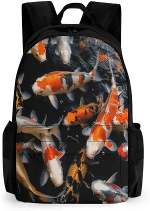 Backpack with Pocket Backpacks Japan Fancy Carp Fishes Printed Travel Backpack Lightweight Outdoor Travel Gym Events Bag
