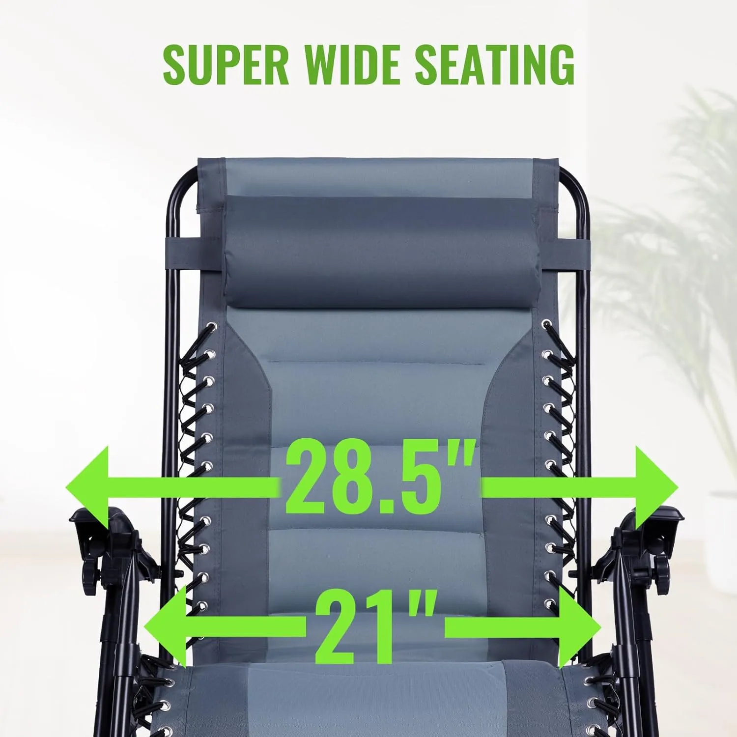 Backyard Expressions Deluxe XL Padded Recliner Chair – Ergonomic Anti-Gravity Lounger with Folding Design, Side Tray, and Adjustable Headrest