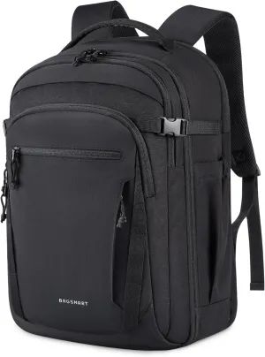 BAGSMART Travel Backpack for Men Women, Carry On Backpack Flight Approved TSA Friendly with USB Charging Hole Lightweight Weekender Bag Casual Daypack 17.3 Inch Laptop Business Work Backpack, Black