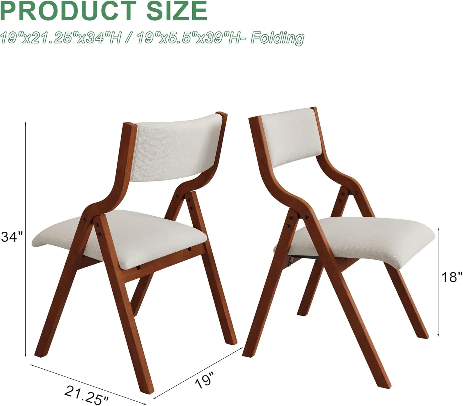 Ball & Cast Folding Dining Chairs Set of 2,Portable Kitchen Chairs with Padded Cushion,Ergonomical Design,Foldable Wood Dining Chair for Dining Room,Restaurant,Kitchen,Office,Indoor,Cream White Cherry
