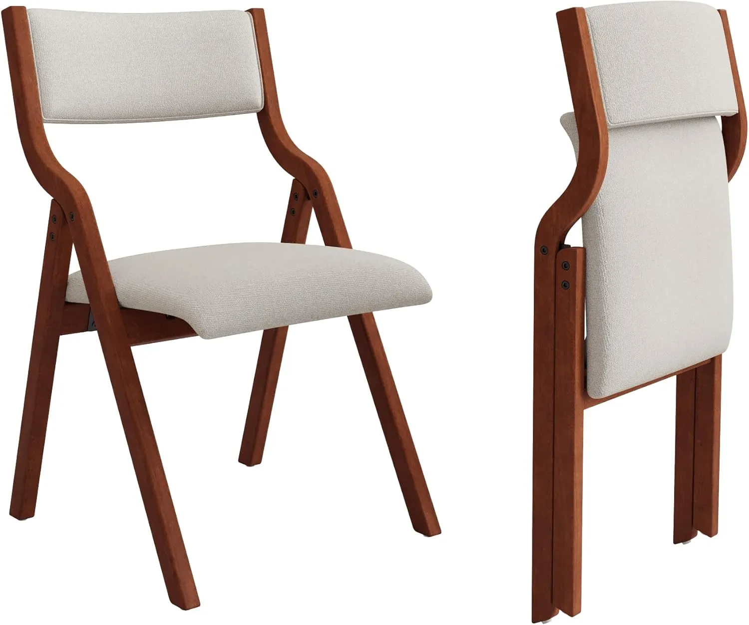Ball & Cast Folding Dining Chairs Set of 2,Portable Kitchen Chairs with Padded Cushion,Ergonomical Design,Foldable Wood Dining Chair for Dining Room,Restaurant,Kitchen,Office,Indoor,Cream White Cherry