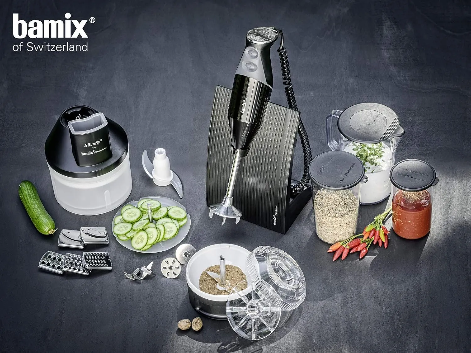 Bamix 1000ml Graduated BPA-Free Blending Pitcher with Handle Jug – Practical and Durable Container – Perfect Accessory to Immersion Blenders – Freezer, Microwave, and Dishwasher Safe