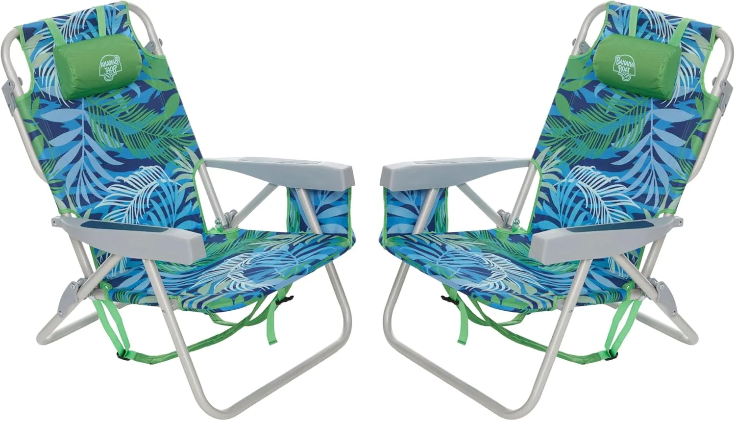 Banana Boat Folding Beach Chair Lightweight Backpack Chairs for Adults 5-Position with Lay Flat Outdoor Heavy Duty Beach Chair (Turquoise/Aqua (2 Pack))