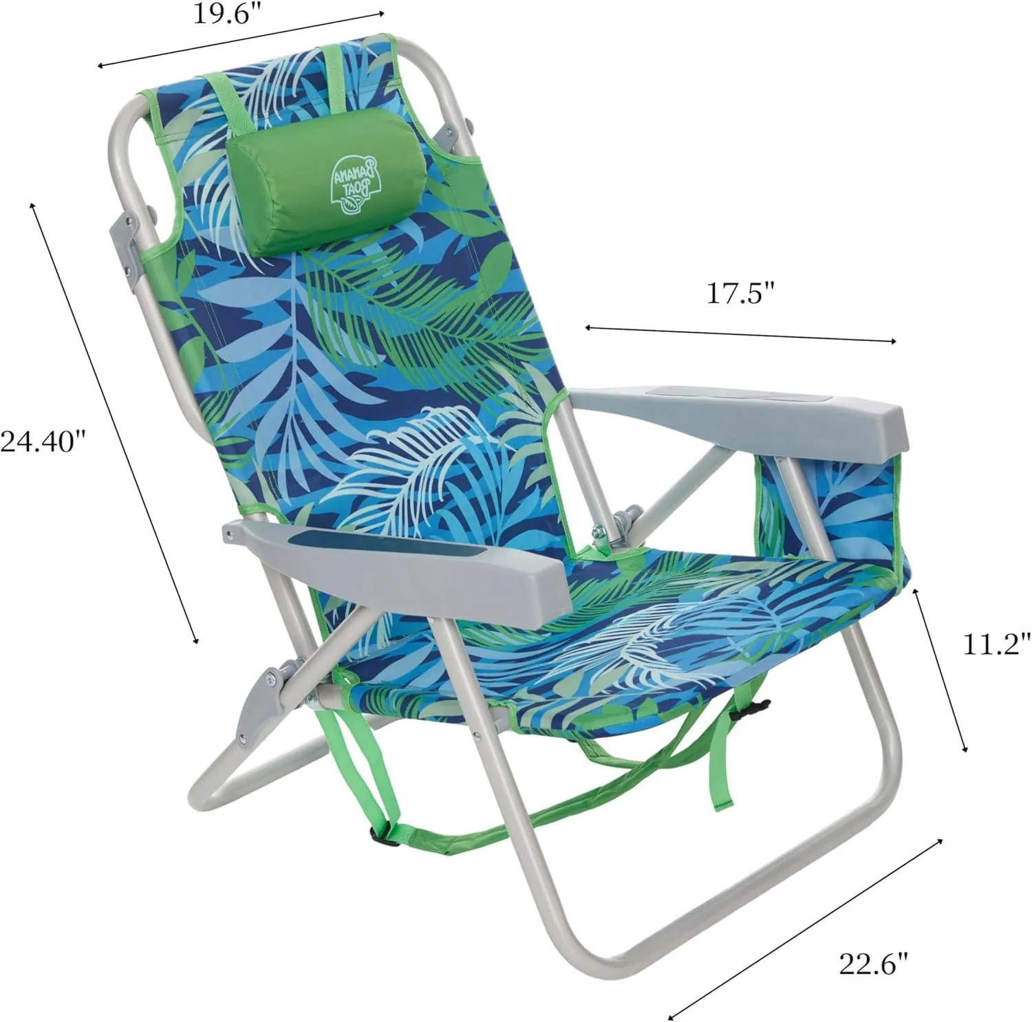 Banana Boat Folding Beach Chair Lightweight Backpack Chairs for Adults 5-Position with Lay Flat Outdoor Heavy Duty Beach Chair (Turquoise/Aqua (2 Pack))
