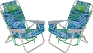Banana Boat Folding Beach Chair Lightweight Backpack Chairs for Adults 5-Position with Lay Flat Outdoor Heavy Duty Beach Chair (Turquoise/Aqua (2 Pack))