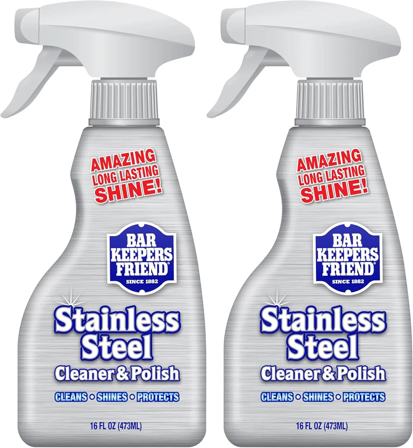 Bar Keepers Friend Stainless Steel Cleaner and Polish Spray (2 x 16 oz) Removes Oily Fingerprints, Hard Water Stains, Grime & Food Debris without Scratching or Dulling Appliances & Surfaces