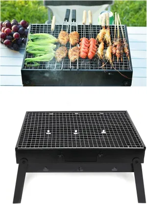 Barbecue Grill,Portable Charcoal Foldable Grill, Small Grills Outdoor Cooking for Travel, Camping Smoker BBQ Grill, Stainless Steel Table Top Grill Charcoal Backyard