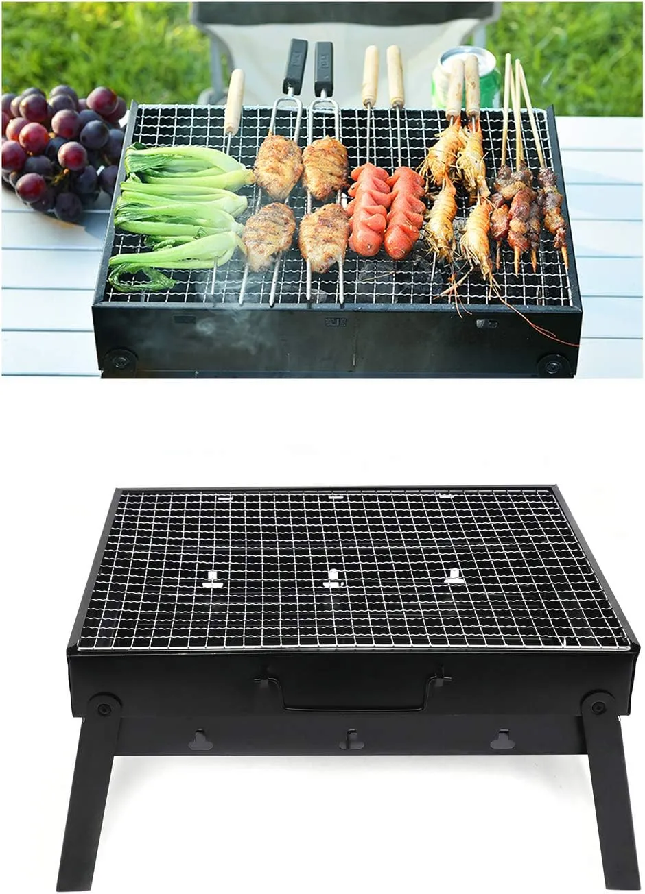 Barbecue Grill,Portable Charcoal Foldable Grill, Small Grills Outdoor Cooking for Travel, Camping Smoker BBQ Grill, Stainless Steel Table Top Grill Charcoal Backyard