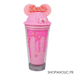 Barbie Plastic Smile Tumbler Water Bottle With Straw, Dark Pink, Bpa Free, Insulated Travel Mug, YS-WS572