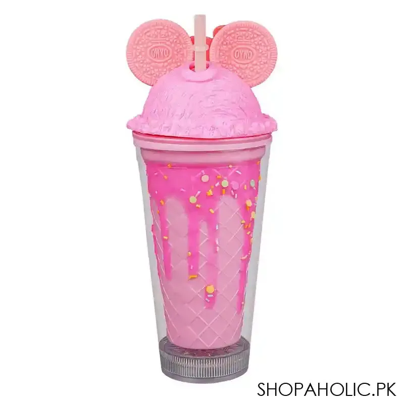 Barbie Plastic Smile Tumbler Water Bottle With Straw, Dark Pink, Bpa Free, Insulated Travel Mug, YS-WS572