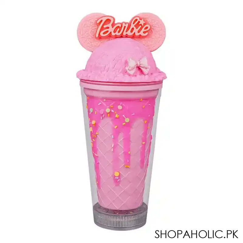 Barbie Plastic Smile Tumbler Water Bottle With Straw, Dark Pink, Bpa Free, Insulated Travel Mug, YS-WS572