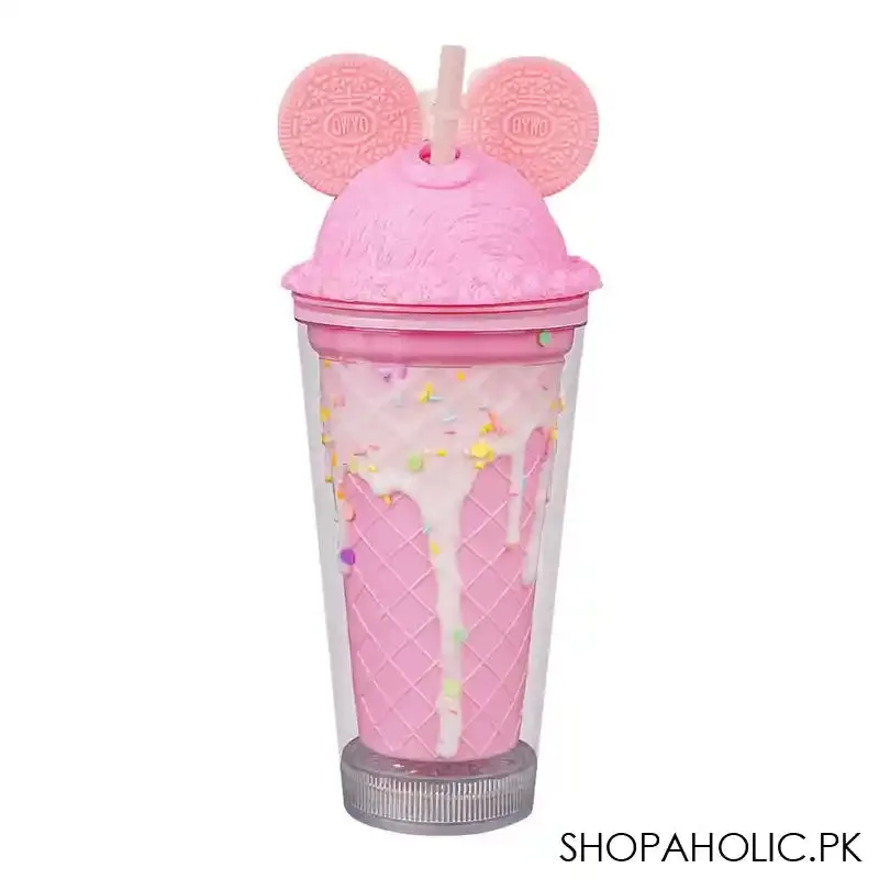 Barbie Plastic Smile Tumbler Water Bottle With Straw, Light Pink, Bpa Free, Insulated Travel Mug, YS-WS572