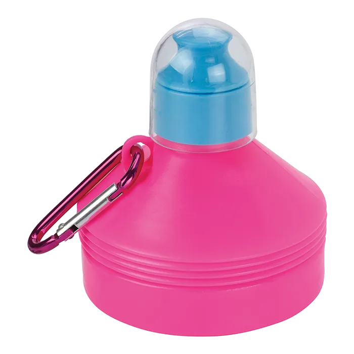 Barron 600ml Collapsible Water Bottle with Carabiner Clip - Pink