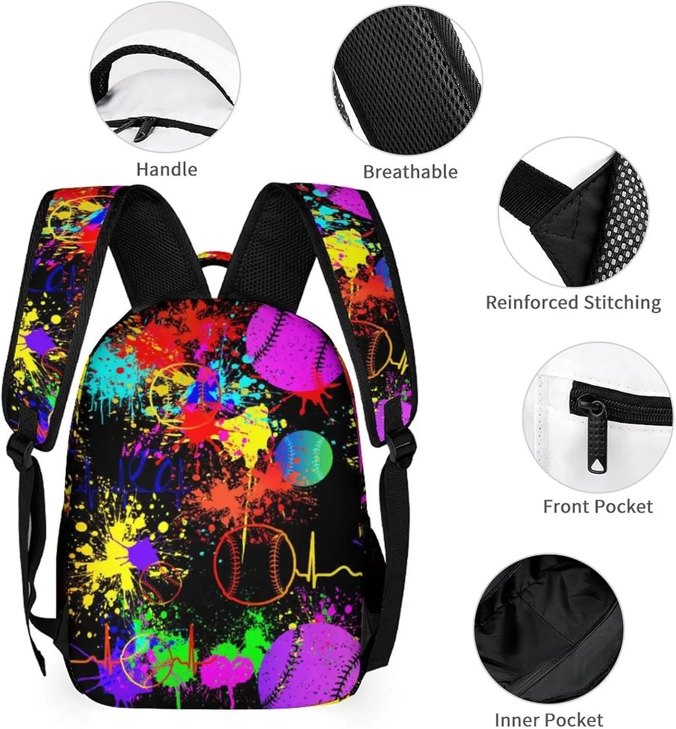 Baseball School Backpack for Kids Girls Boys, 16 Inch Cool Baseball Themed Bookbag, Personality School Backpack for Students Children, sustainable, Lightweight, Large Capacity