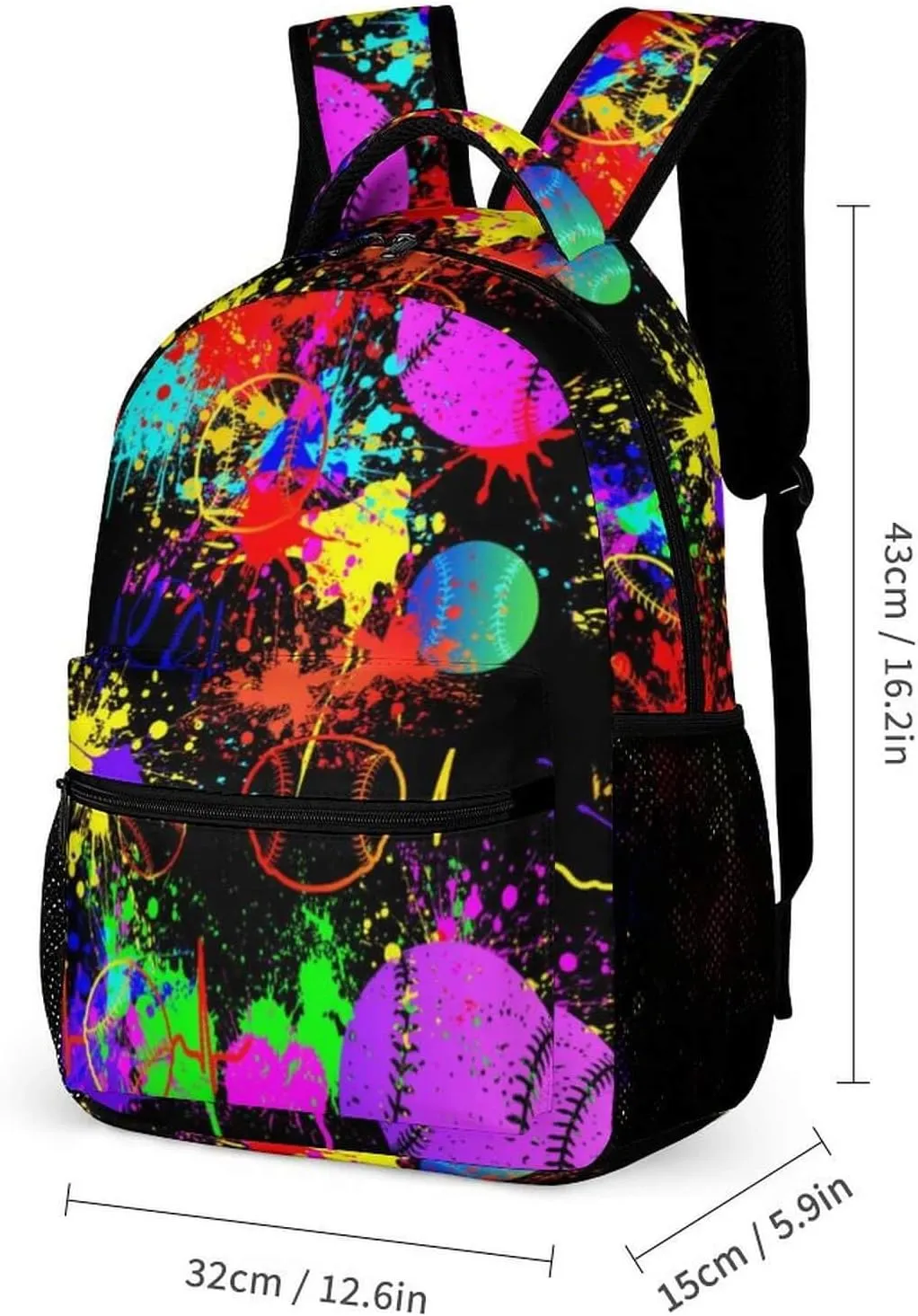 Baseball School Backpack for Kids Girls Boys, 16 Inch Cool Baseball Themed Bookbag, Personality School Backpack for Students Children, sustainable, Lightweight, Large Capacity