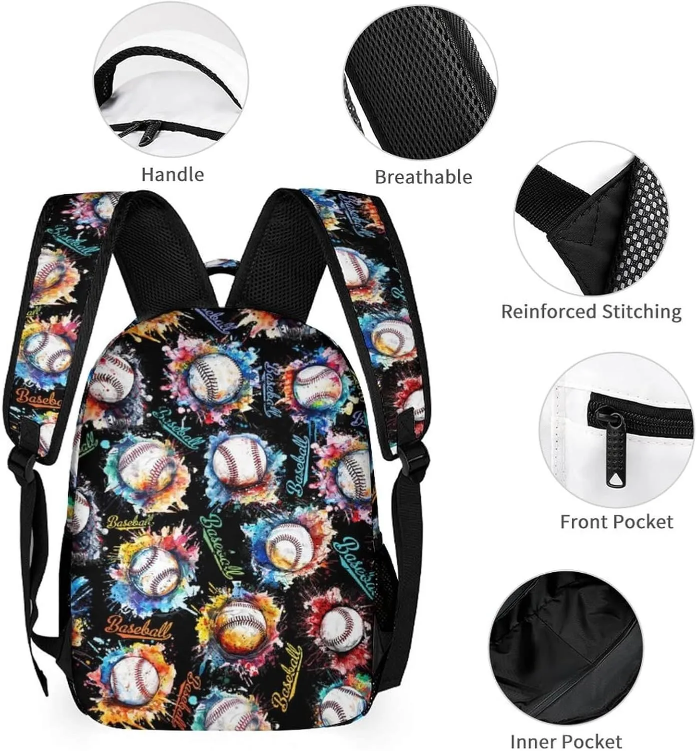 Baseball School Backpack for Kids Girls Boys, 16 Inch Cool Baseball Themed Bookbag, Personality School Backpack for Students Children, sustainable, Lightweight, Large Capacity