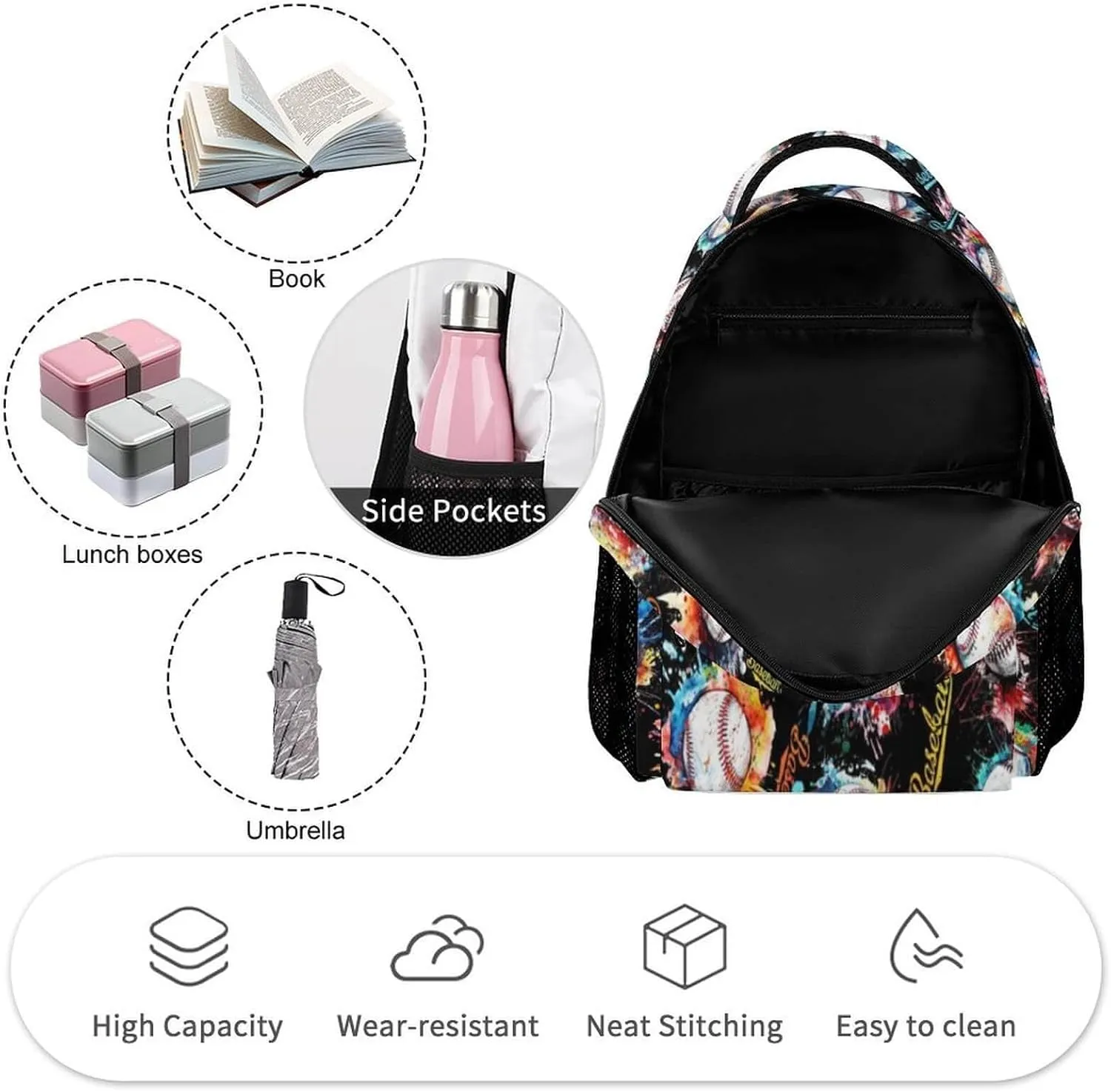Baseball School Backpack for Kids Girls Boys, 16 Inch Cool Baseball Themed Bookbag, Personality School Backpack for Students Children, sustainable, Lightweight, Large Capacity