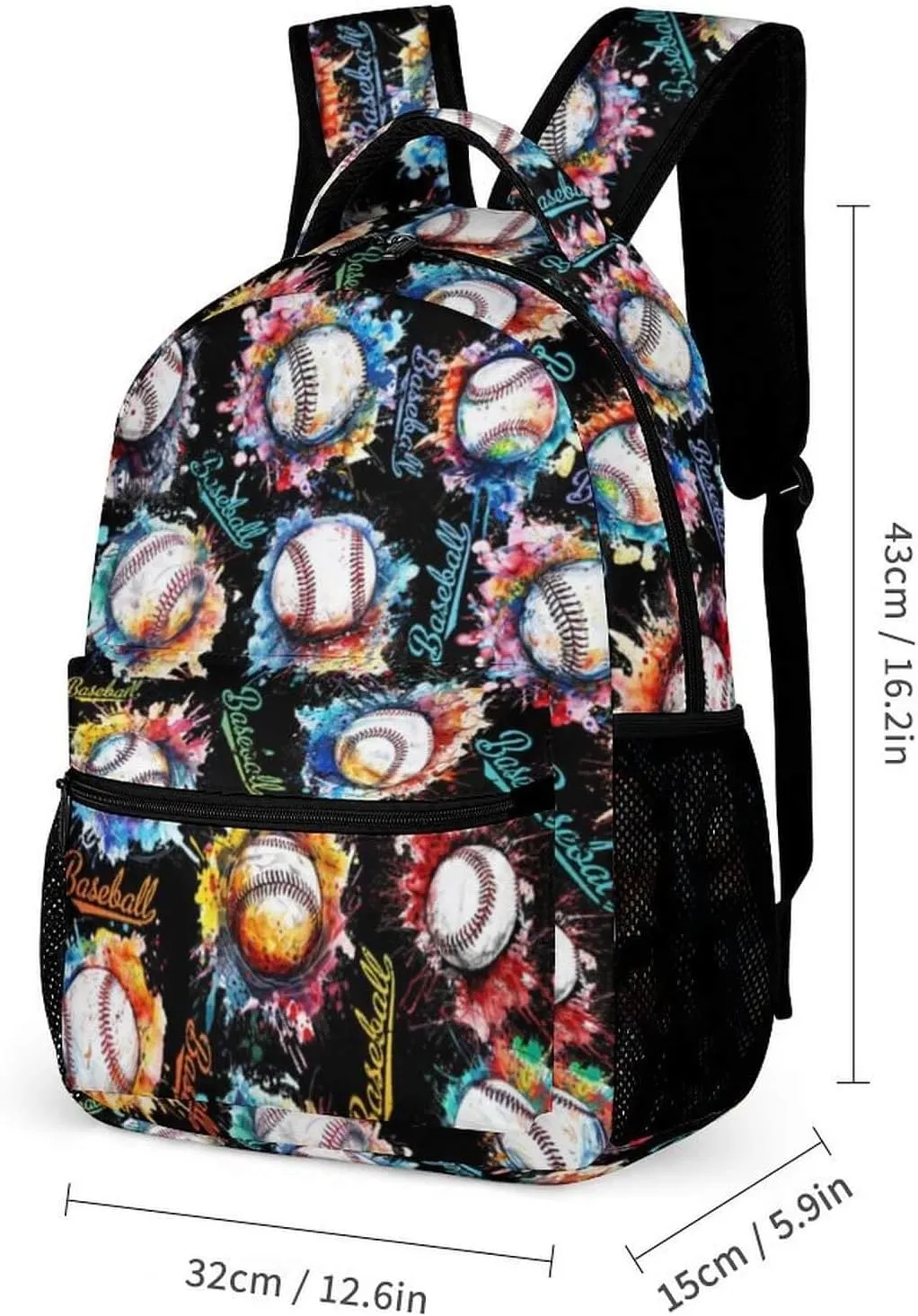 Baseball School Backpack for Kids Girls Boys, 16 Inch Cool Baseball Themed Bookbag, Personality School Backpack for Students Children, sustainable, Lightweight, Large Capacity