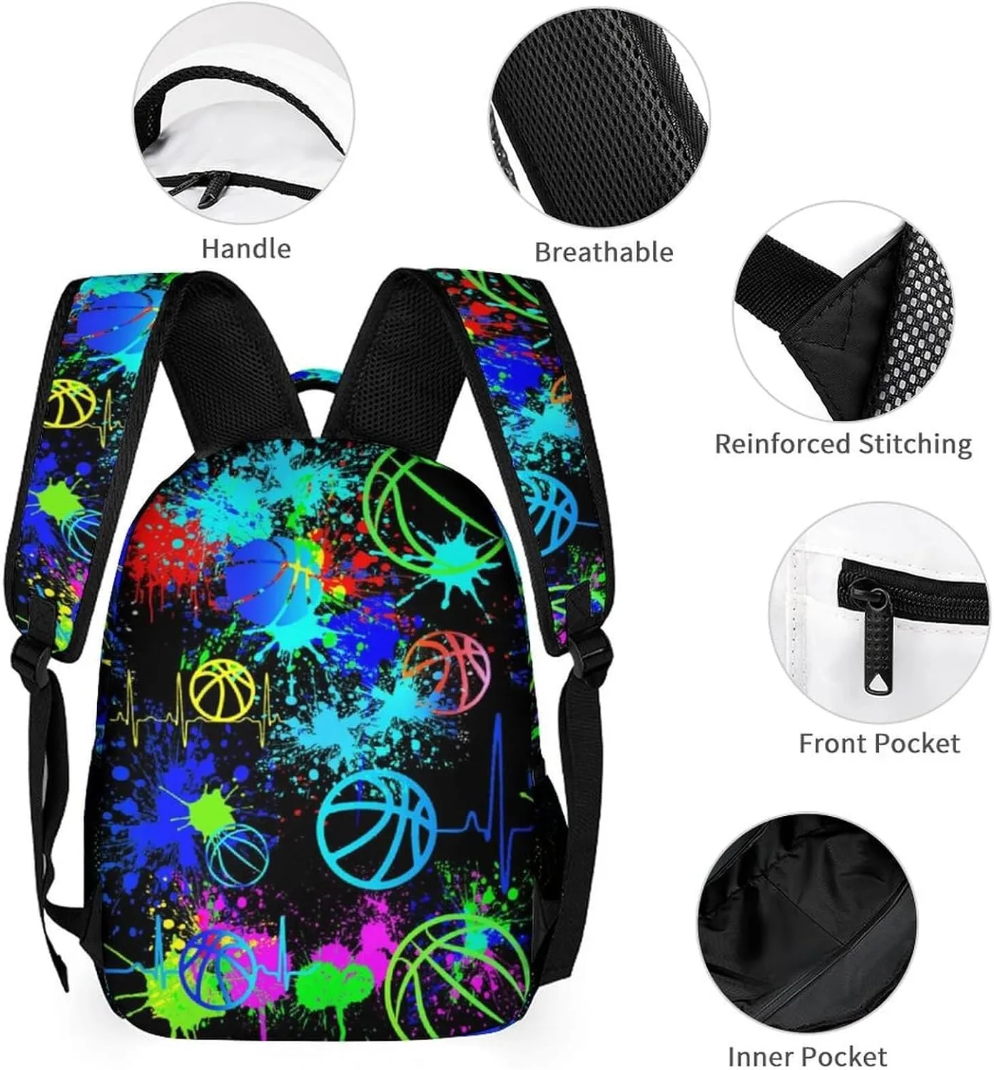 Basketball School Backpack for Kids Girls Boys, 16 Inch Cool Basketball Themed Bookbag, Personality School Backpack for Students Children, sustainable, Lightweight, Large Capacity