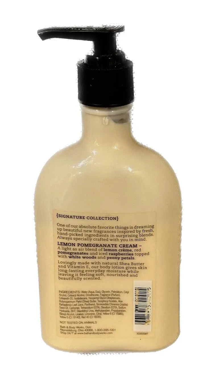 Bath & Body Works Lemon Pomegranate Cream Body Lotion w/Pump - Contains Shea Butter, Aloe, and Vitamin E - 8 fl oz