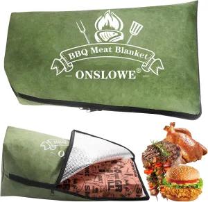BBQ Blanket for Resting Meat, Reusable Reat Insulated Resting Bag, Smoker Meat Resting Blanket, Insulated Brisket Resting Blanket with Wide Mouth(BBQ Blanket 21in Green)