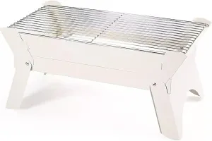 BBQ Grill, Charcoal Grill, Small Grill, Camping Grill, Folding Portable Lightweight, for Camping Picnics Garden Beach(Color:White)