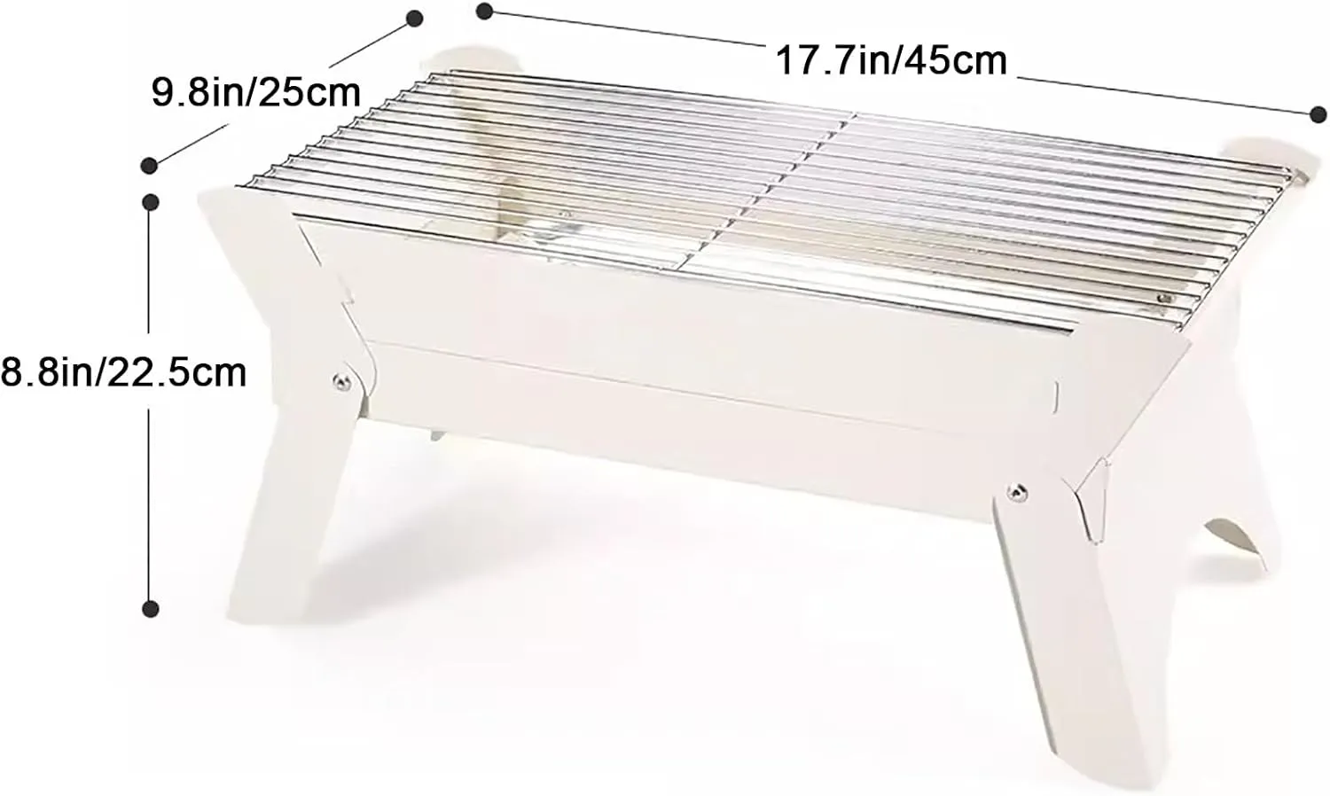 BBQ Grill, Charcoal Grill, Small Grill, Camping Grill, Folding Portable Lightweight, for Camping Picnics Garden Beach(Color:White)