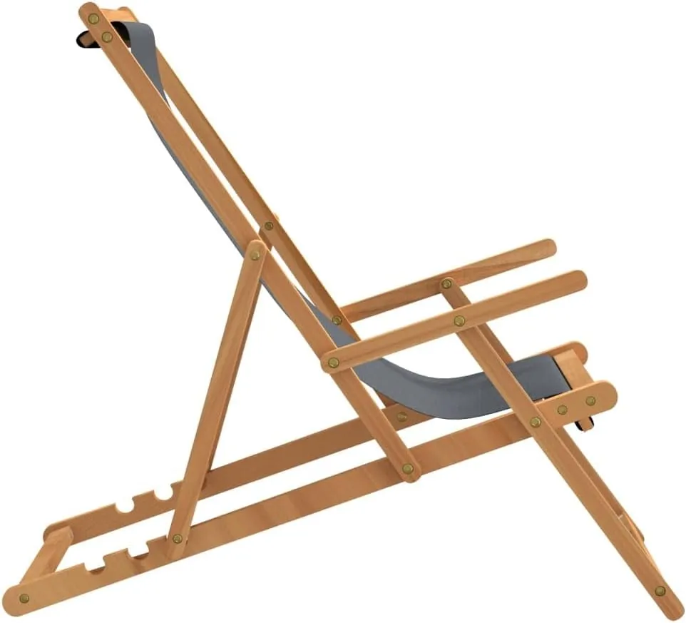 Beach Chair Padded Folding chairsFolding Beach Chair Solid Wood Teak GraySuitable for Garden Patio Living Room