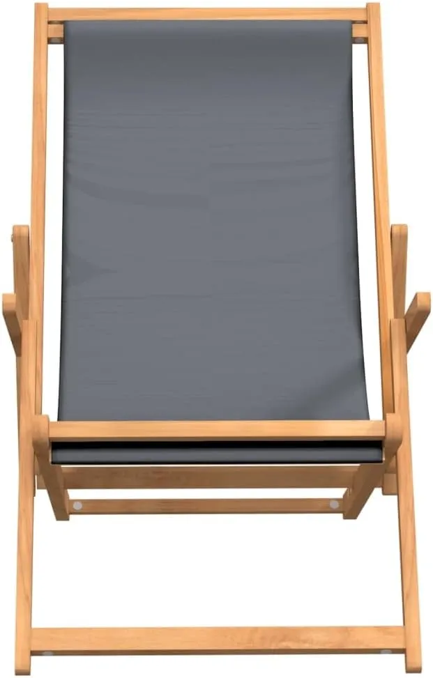 Beach Chair Padded Folding chairsFolding Beach Chair Solid Wood Teak GraySuitable for Garden Patio Living Room
