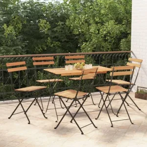 Beach Chair Padded Folding chairsFolding Bistro Chairs 6 pcs Solid Wood Teak and SteelSuitable for Garden Patio Living Room