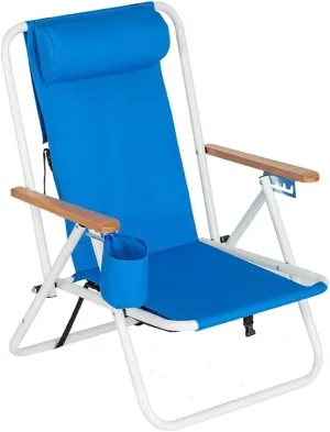 Beach Chair, Premium Backpack Adult Beach Chair, Folding and Reclining Beach Chair, Backpack Beach Chair Folding Portable Chair, Camping, Hiking, Fishing, Blue