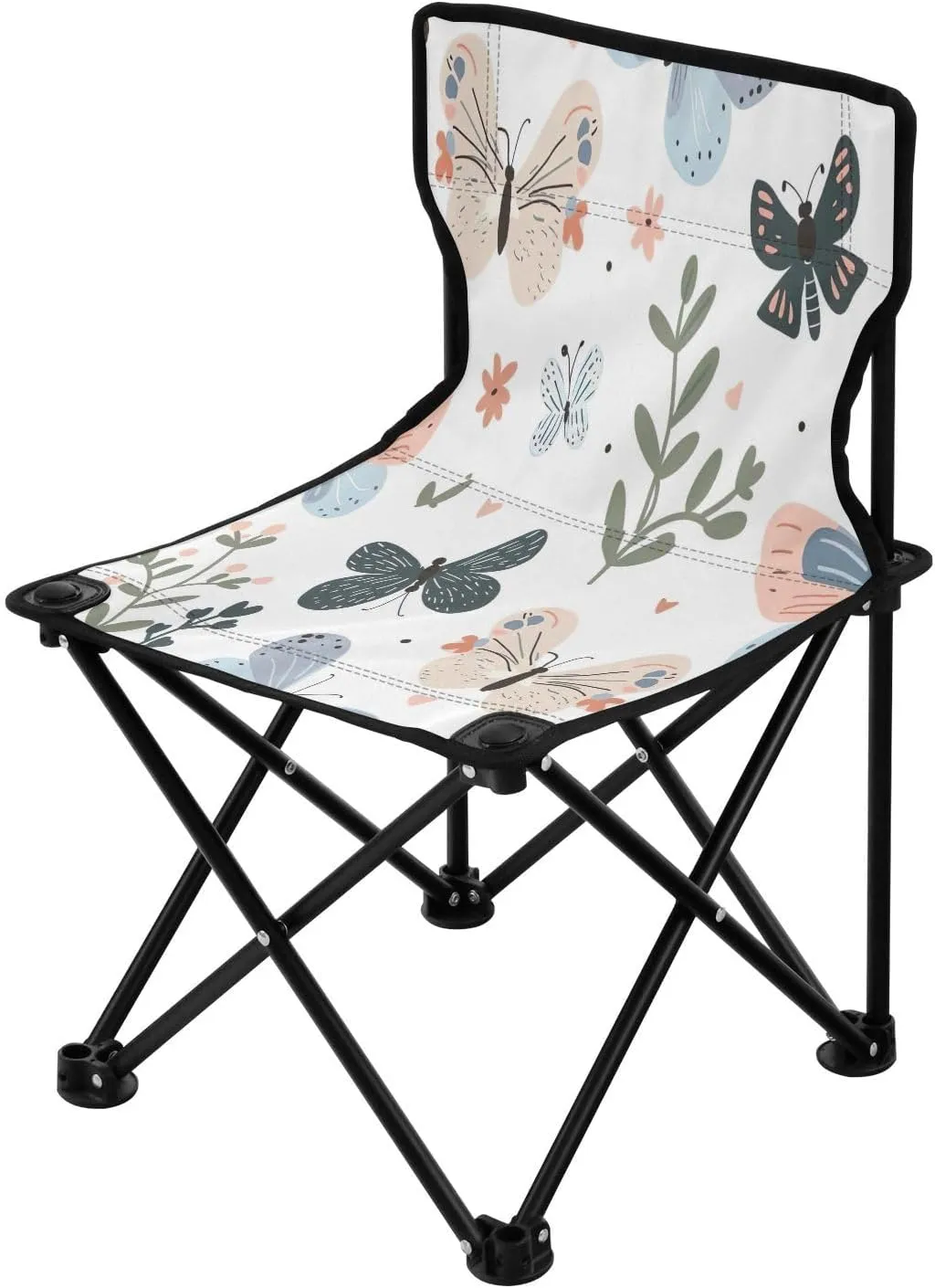Beautiful Butterfly Portable Outdoor Folding Chair Anti-Slip Padded Oxford Cloth Stool Camping Chair Small for Beach Hiking Fishing Gardening Quad Camp Chair