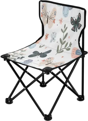 Beautiful Butterfly Portable Outdoor Folding Chair Anti-Slip Padded Oxford Cloth Stool Camping Chair Small for Beach Hiking Fishing Gardening Quad Camp Chair