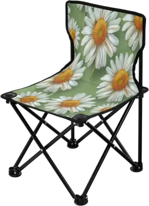 Beautiful Daisies Portable Outdoor Folding Chair Anti-Slip Padded Oxford Cloth Stool Camping Chair Small for Beach Hiking Fishing Gardening Quad Camp Chair