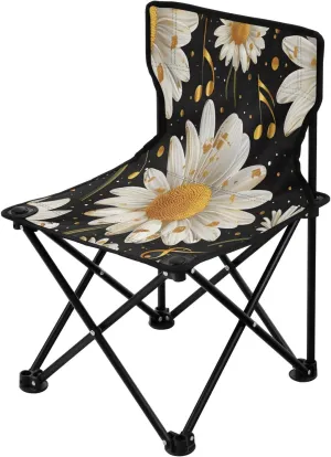 Beautiful Daisy Portable Outdoor Folding Chair Anti-Slip Padded Oxford Cloth Stool Camping Chair Small for Beach Hiking Fishing Gardening Quad Camp Chair