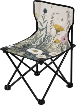 Beautiful Flora (5) Portable Outdoor Folding Chair Anti-Slip Padded Oxford Cloth Stool Camping Chair Small for Beach Hiking Fishing Gardening Quad Camp Chair