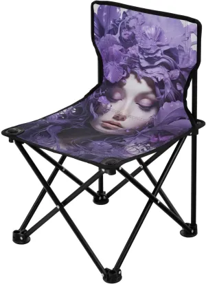 Beautiful Girl Portable Outdoor Folding Chair Anti-Slip Padded Oxford Cloth Stool Camping Chair Small for Beach Hiking Fishing Gardening Quad Camp Chair
